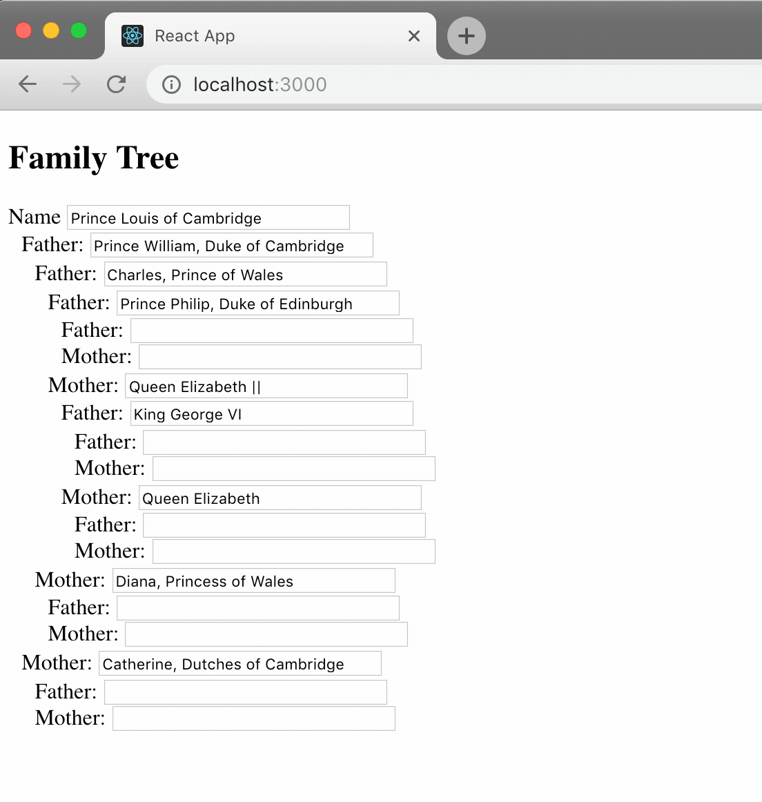 Demo of Family Builder Component